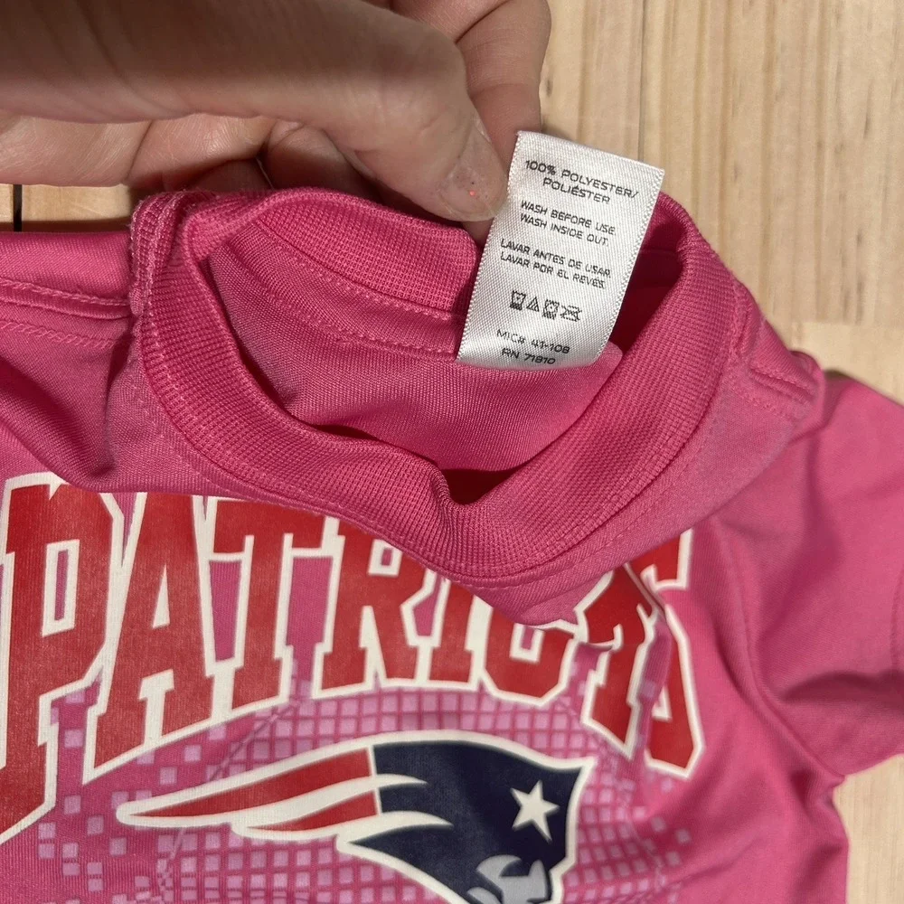 NFL Team Apparel New England Patriots Logo Girl Short Sleeve Shirt Pink 12 month
